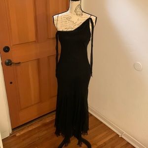 Reformation Black Handkerchief Hem Evening Gown-XS-S